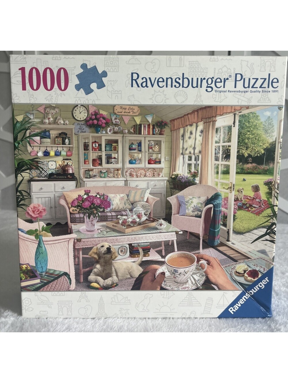 CHARMING TEA TIME! Ravensburger 1000 Pc Jigsaw Puzzle Afternoon Tea Cozy Room